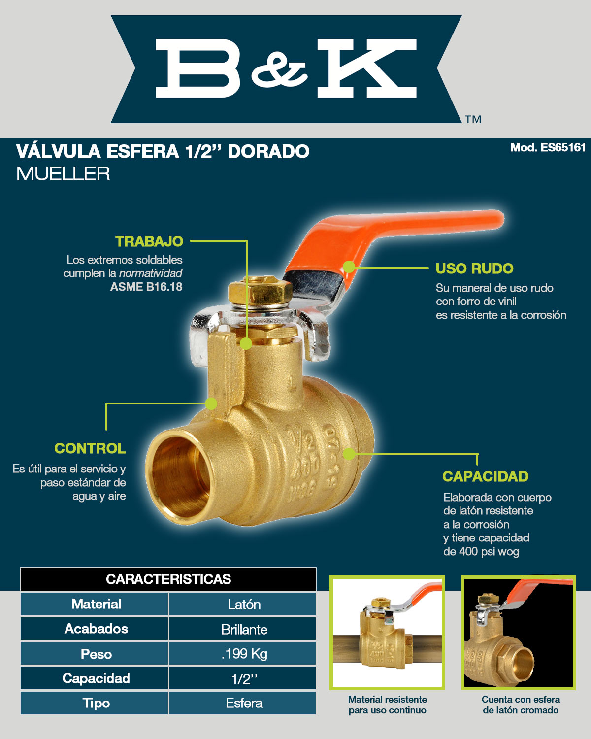 V Lvula Esfera Pulgada Dorado Mueller The Home Depot M Xico