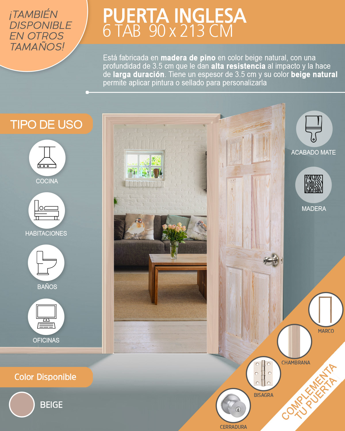 Puerta S Lida Inglesa Tableros X Cm The Home Depot M Xico