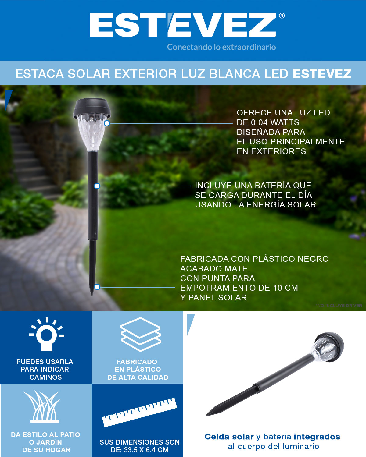 Estaca Solar Exterior Luz Blanca Led De Watts The Home Depot M Xico