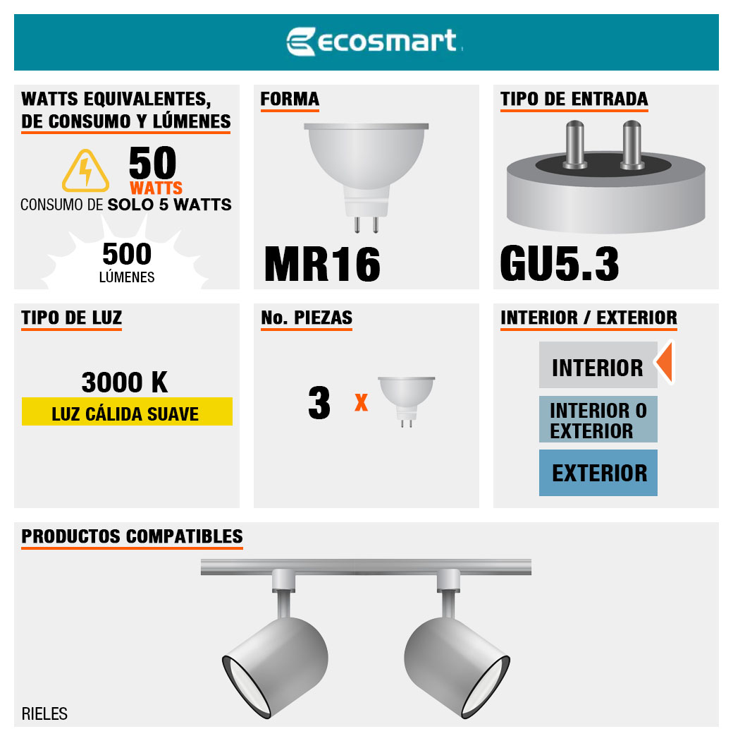 Foco Led Mr Ecosmart W L Menes Luz Amarilla Piezas The