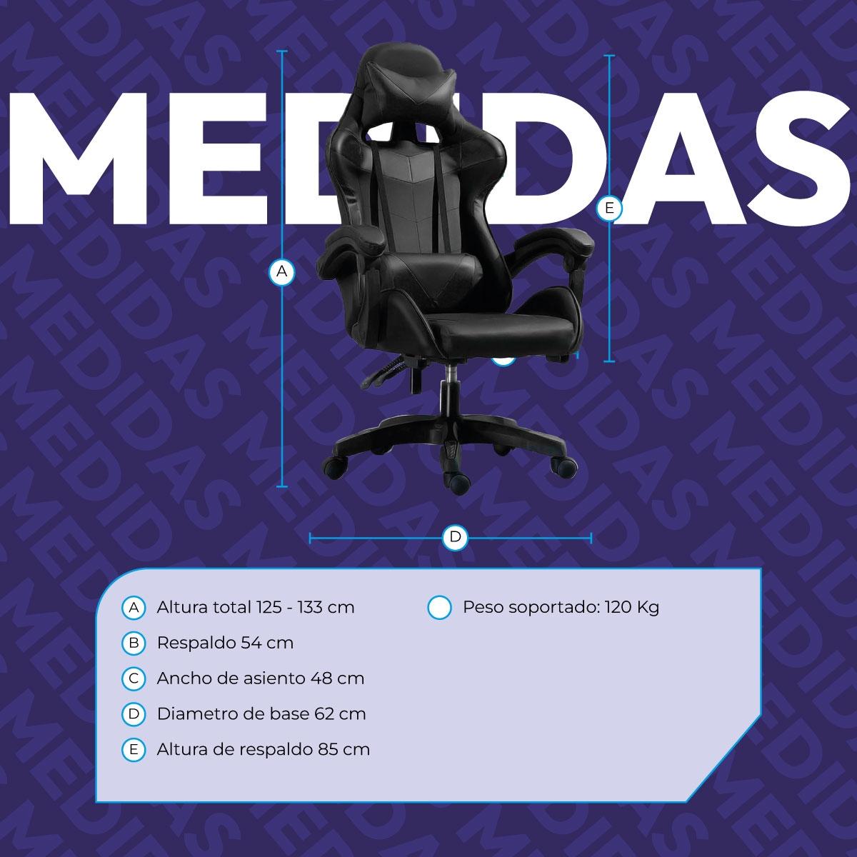 SILLA GAMER ESCRITORIO ERGONÓMICA RECLINABLE NEGRO The Home Depot México