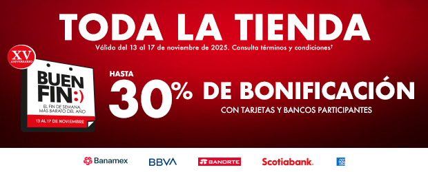 Hasta 30% de bonificación con tarjetas y bancos participantes