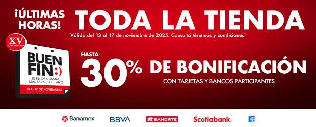 ¡Últimas horas! - Hasta 30% de bonificación con tarjetas y bancos participantes