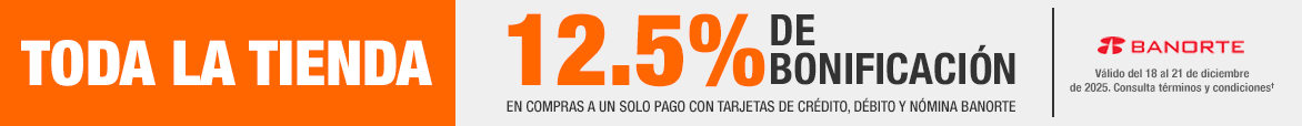 Todo la tienda - 12.5% de bonificación en compras a un solo pago con tarjetas de crédito,débito y nómina banorte