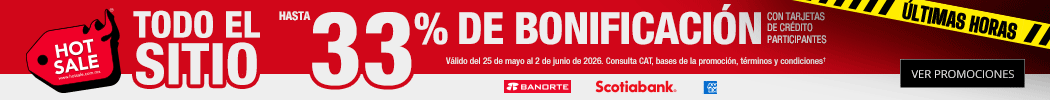 ¡Últimas Horas! - Todo el sitio Hasta 33% de bonificación con tarjetas de crédito participantes