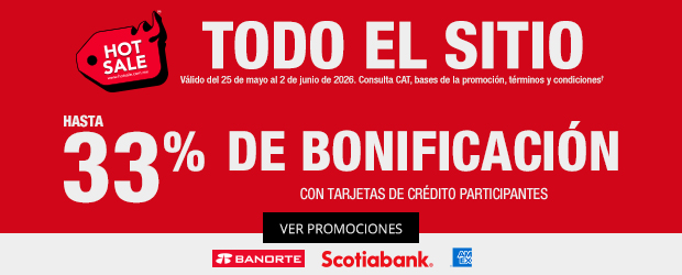 Todo el sitio Hasta 33% de bonificación con tarjetas de crédito participantes