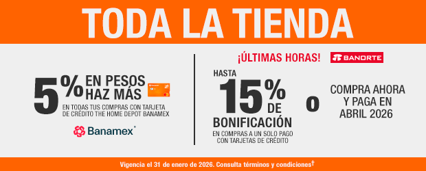 Todo la tienda - 5% en pesos haz más, 10% bbva de bonificación, ¡Últimas horas! hasta 15% de bonificación banorte