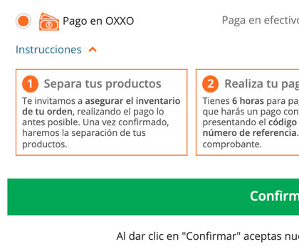 Consultar instrucciones de método de pago en OXXO