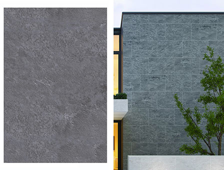Piso de 59 x 89 cm gris en fachada