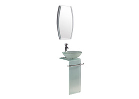 Gabinete blanco con espejo ovalado y ovalín de vidrio 