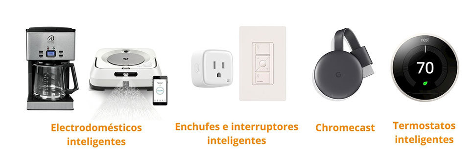 Variedad de dispositivos para casa inteligente