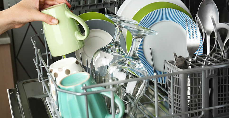 Colocando platos en un lavavajillas