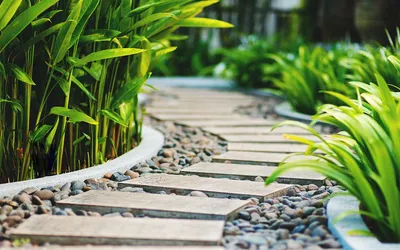 Diseña un camino de jardín con elementos sencillos y vistosos
