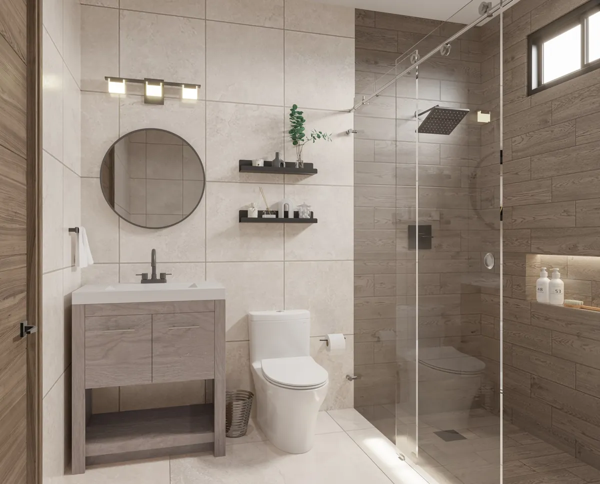 Sanitario y accesorios para baño