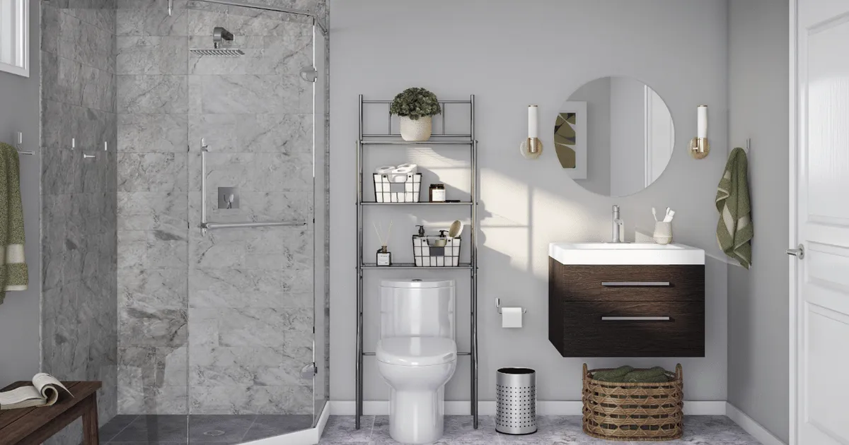Sanitario y accesorios para decoración de baño