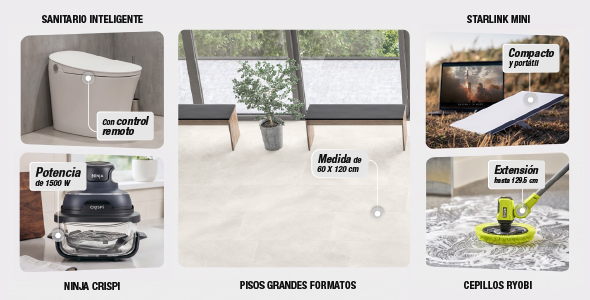 Nuevos productos en The Home Depot como: sanitarios inteligentes, muebles de patio, pisos de gran formato, Starlink y cepillos eléctricos