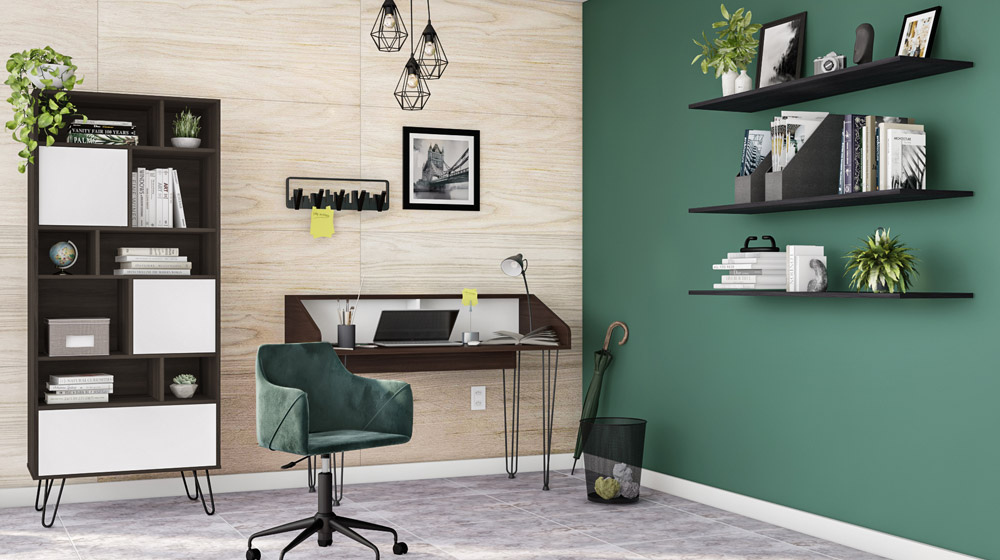  Muebles de oficina modulares - Escritorio con estación de  trabajo con alimentación 53H : Productos de Oficina