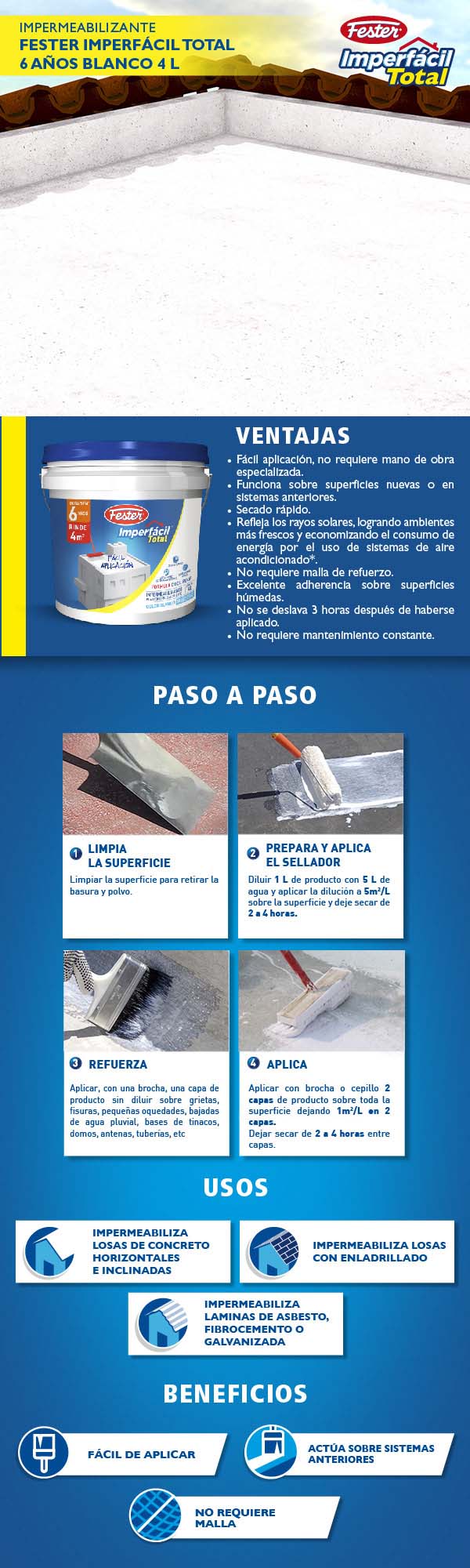 Impermeabilizante Blanco 4L Fester Imperfacil