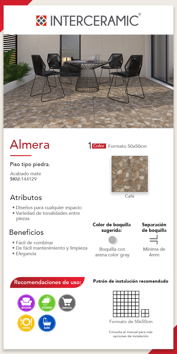 Piso Cerámico Almera CafeInterceramic