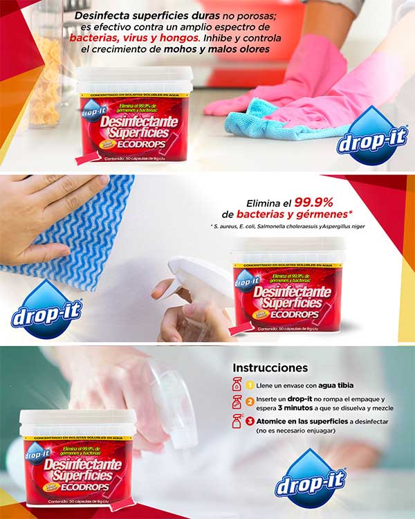 Limpiador Desinfectante Superficies Drop It
