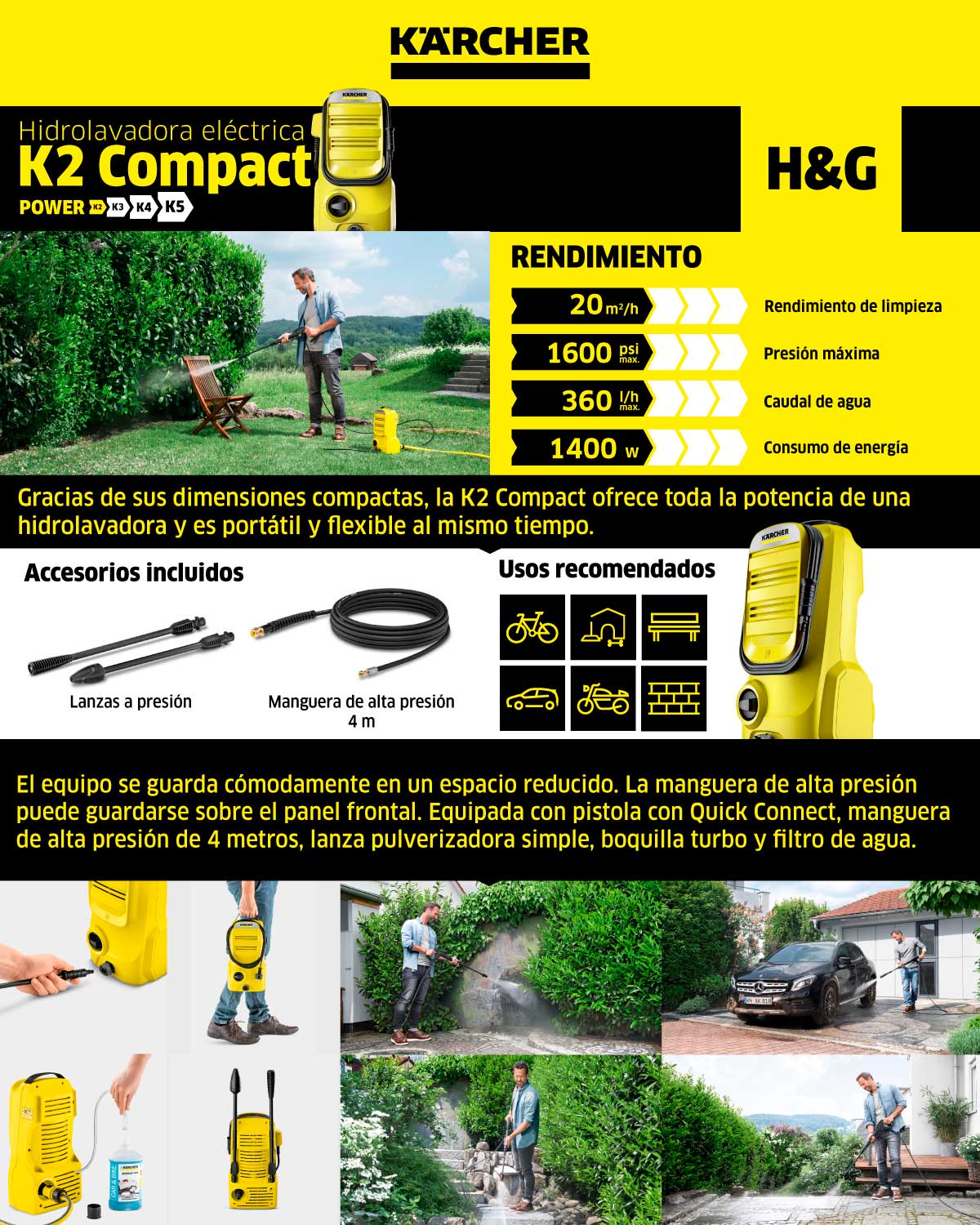 Hidrolavadora Eléctrica Karcher K2 Compact