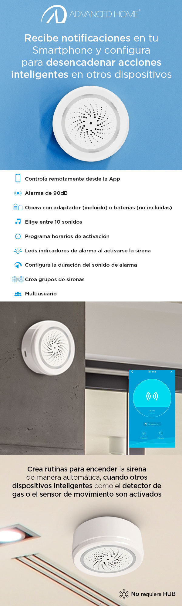 Sirena Inteligente Wifi Advanced Home