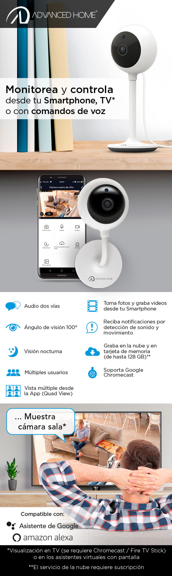 CÁMARA IP INTELIGENTE 1080 PÍXELES BLANCO | The Home Depot México