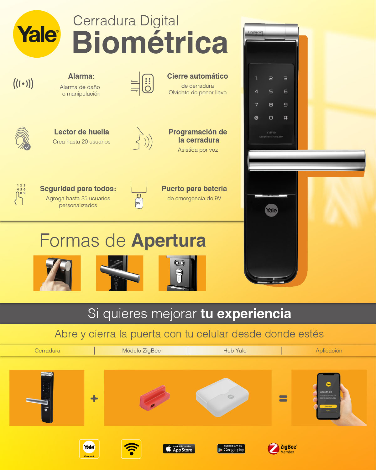 Cerradura Embutir Biometrica YALE MX88285