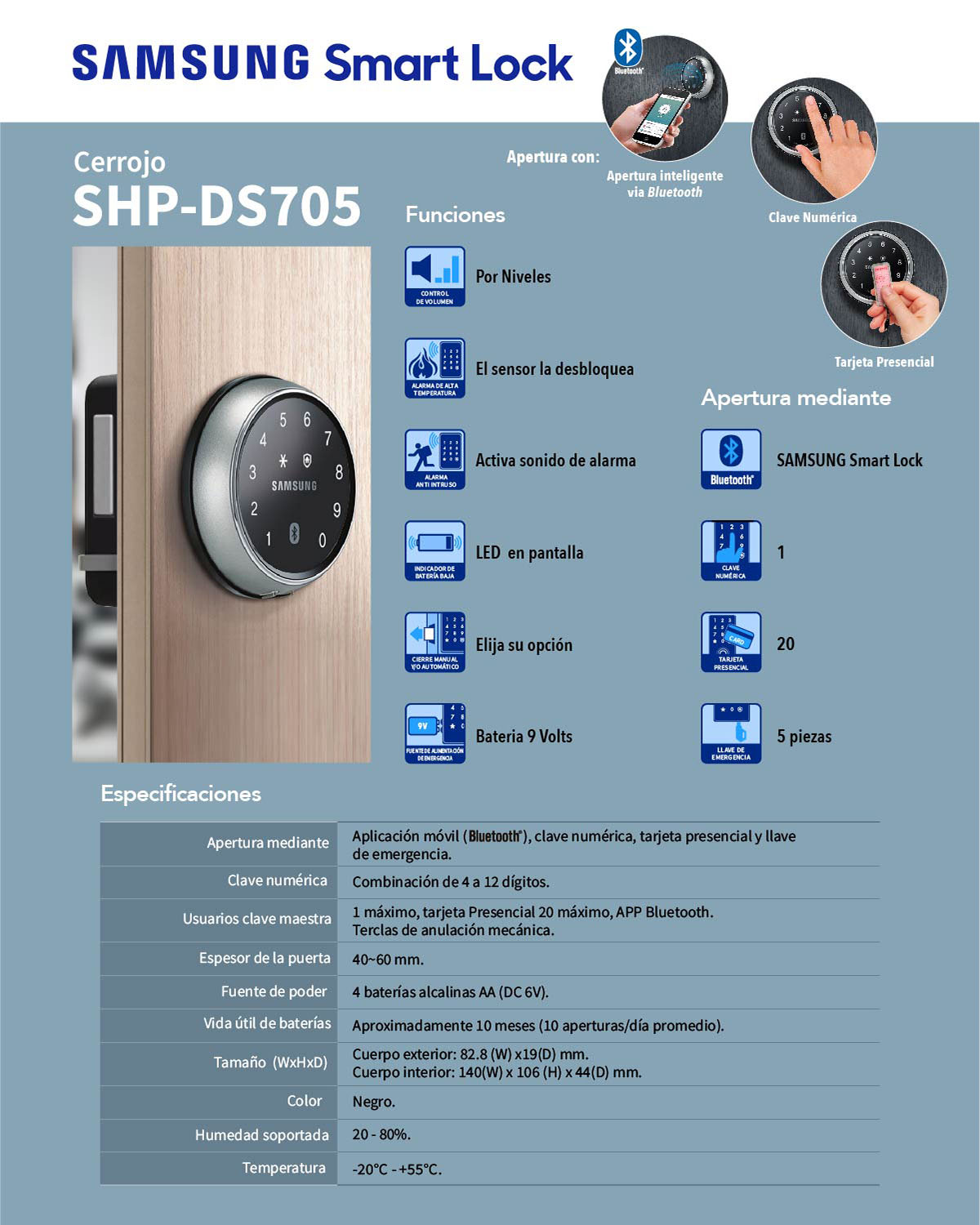 Cerradura Electrónica Samsung SHPDS705