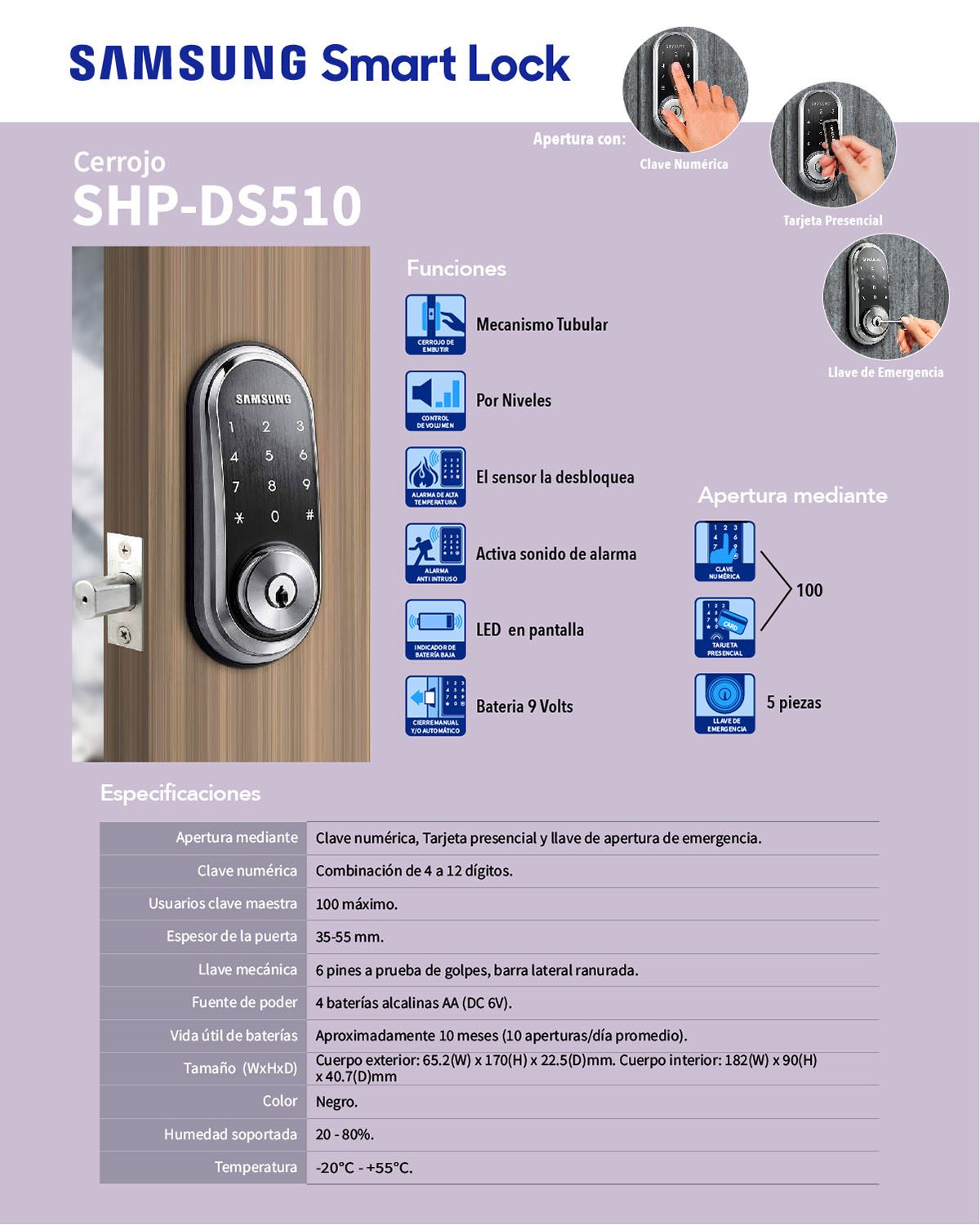 Cerradura Electrónica Samsung SHPDS510