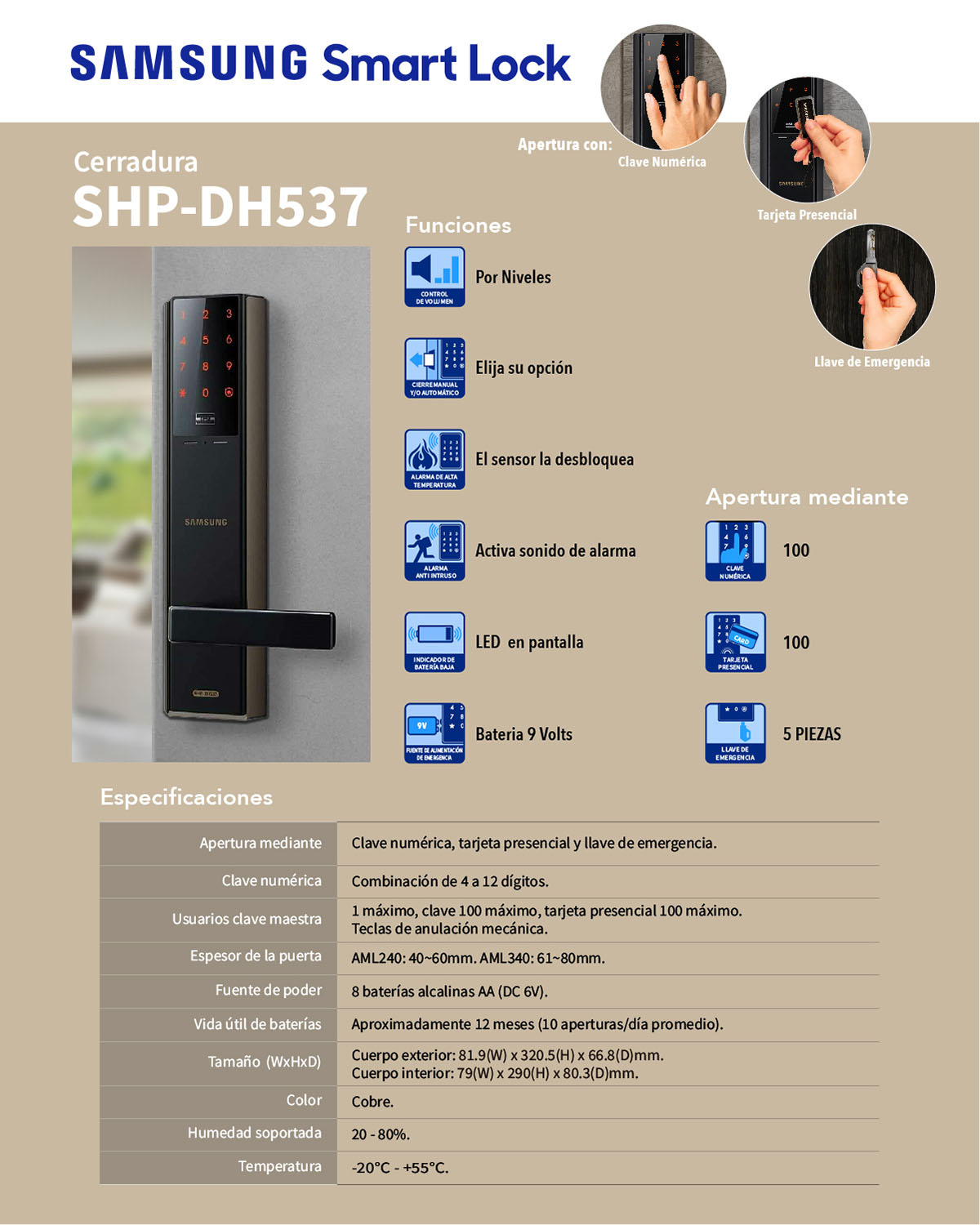 Cerradura Electrónica Samsung SHPDH537