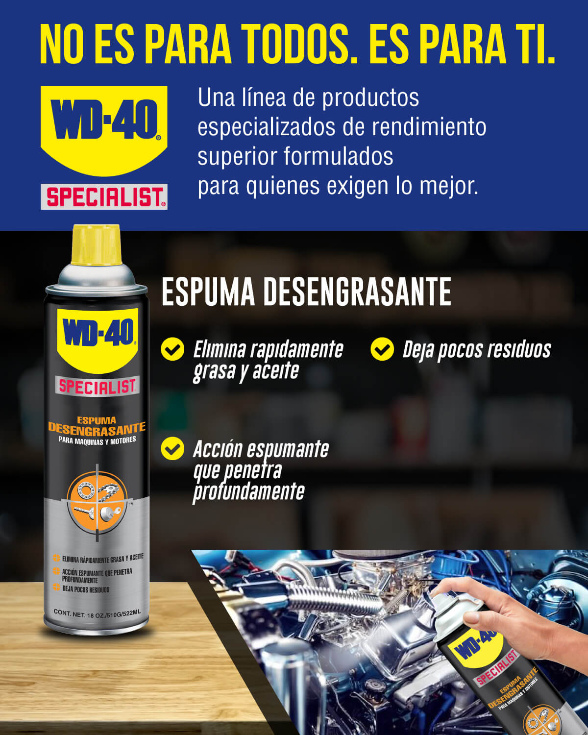 WD40 Specialist Specialist Espuma desengrasante