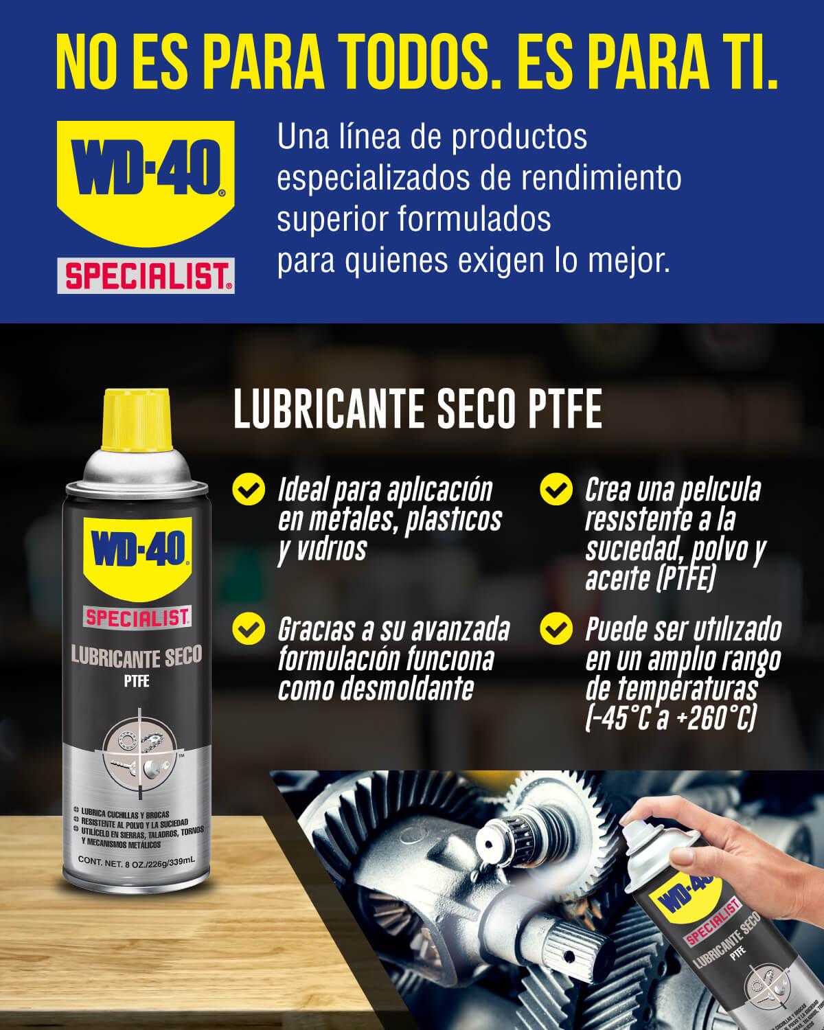 WD40 Specialist Specialist Lubricante seco PTFE
