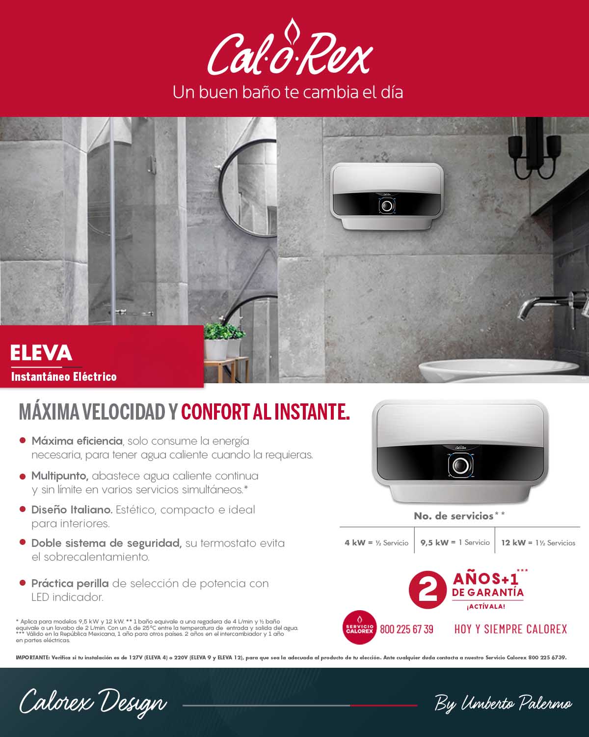 Calentador de Agua Eléctrico Instantaneo ELEVA 12 Calorex