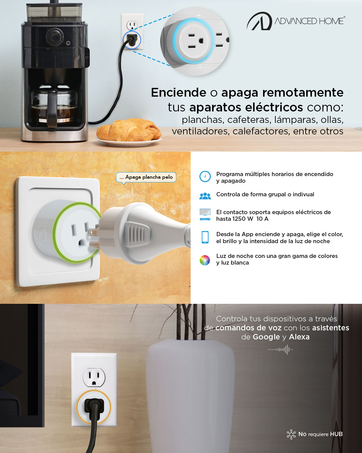 Contacto Inteligente con Luz de Noche Advanced Home LC-1195