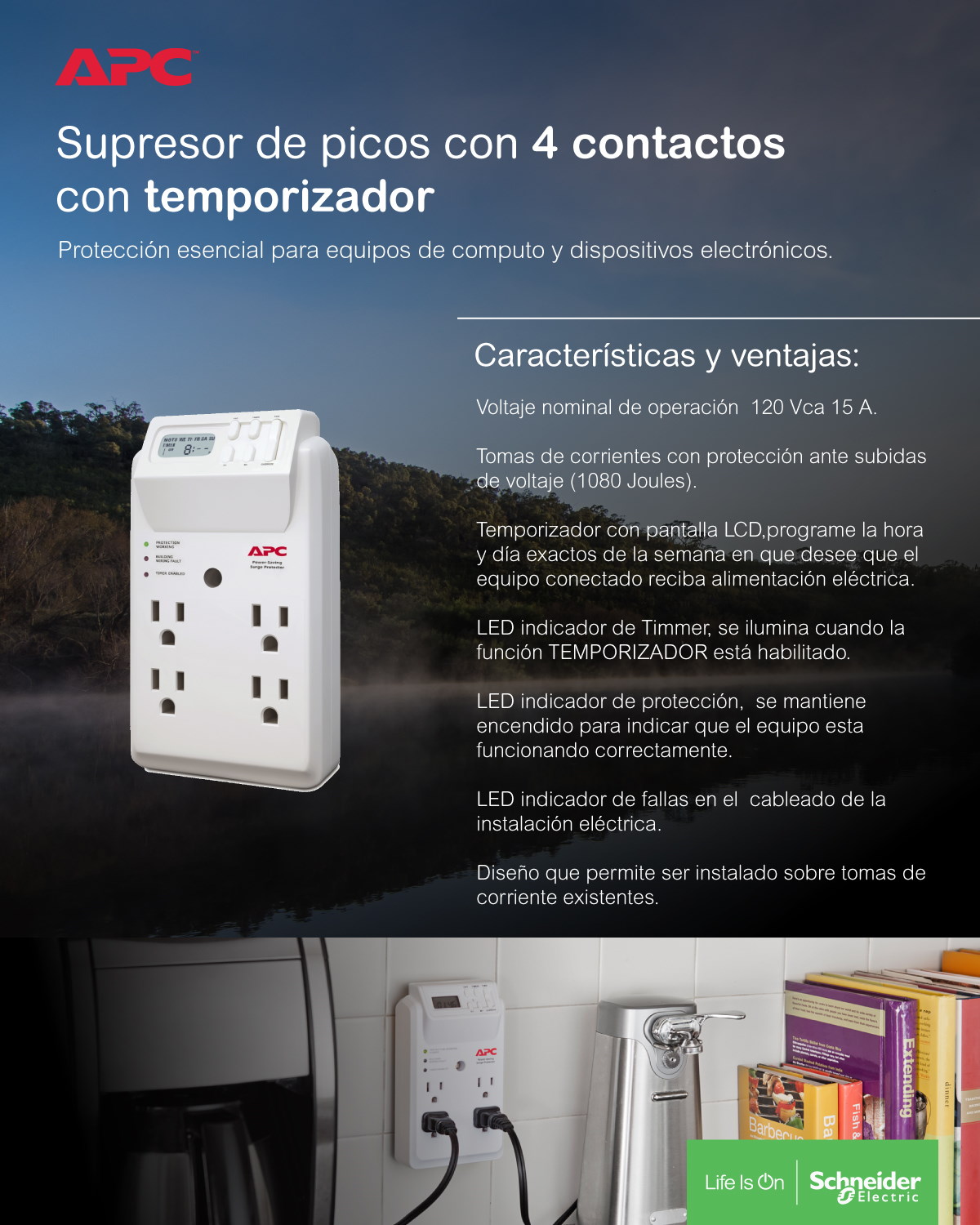 Supresor de Picos 4 Temporizador APC
