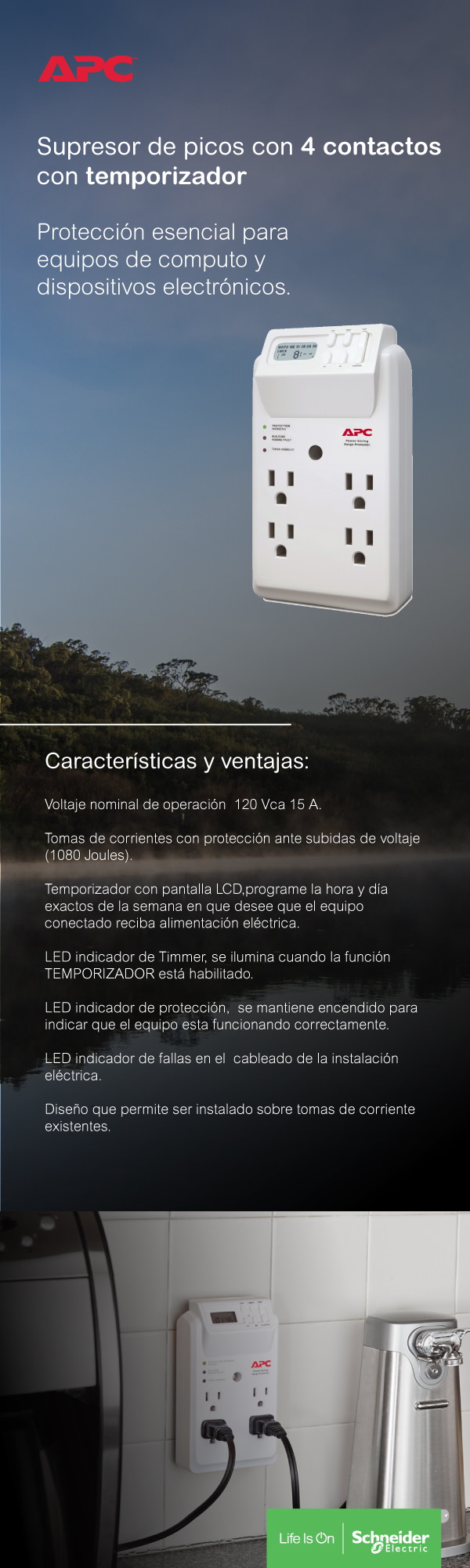 Supresor de Picos 4 Temporizador APC