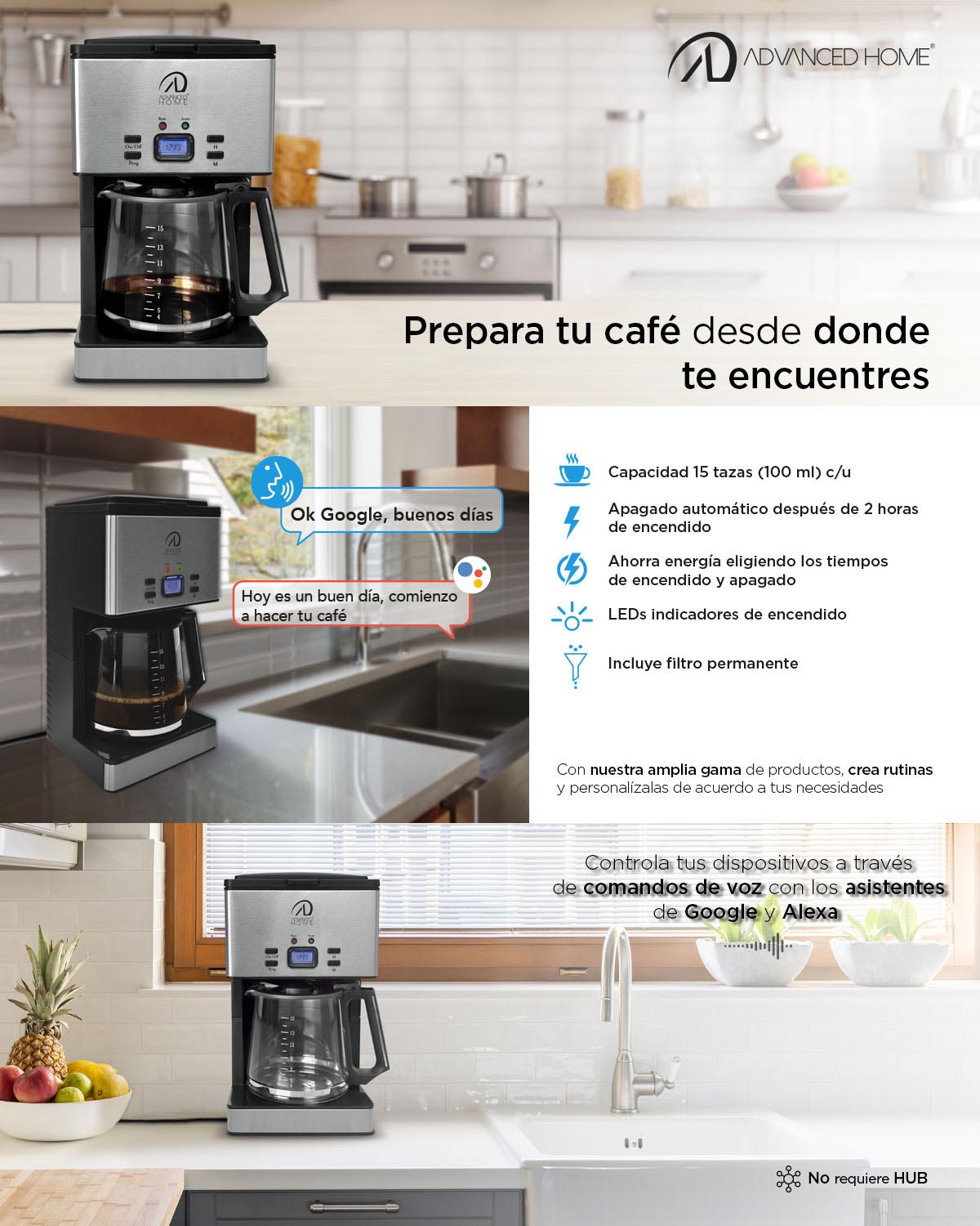 Cafetera Inteligente Wifi 12 Tazas Advanced Home LC-1242