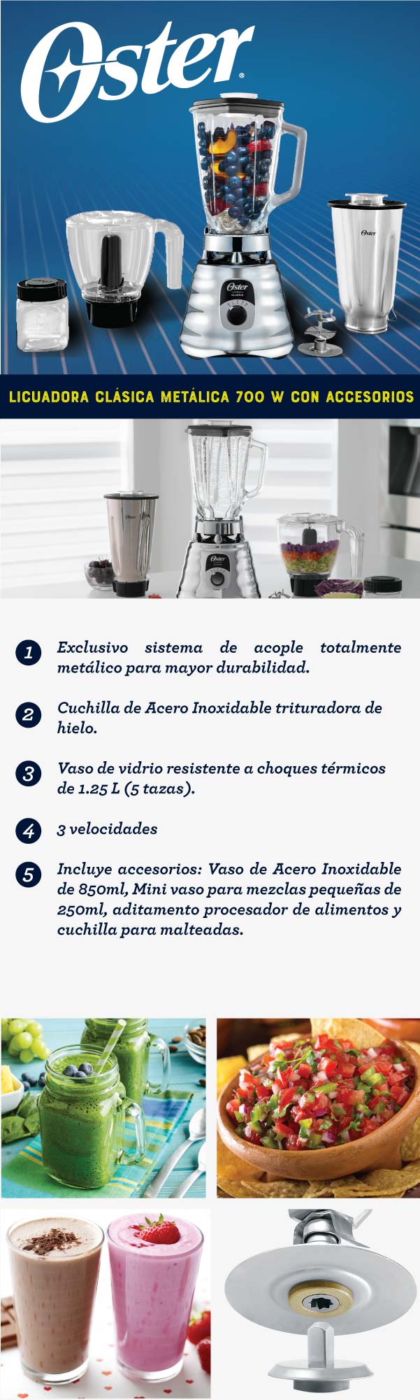 Licuadora clasica con accesorios