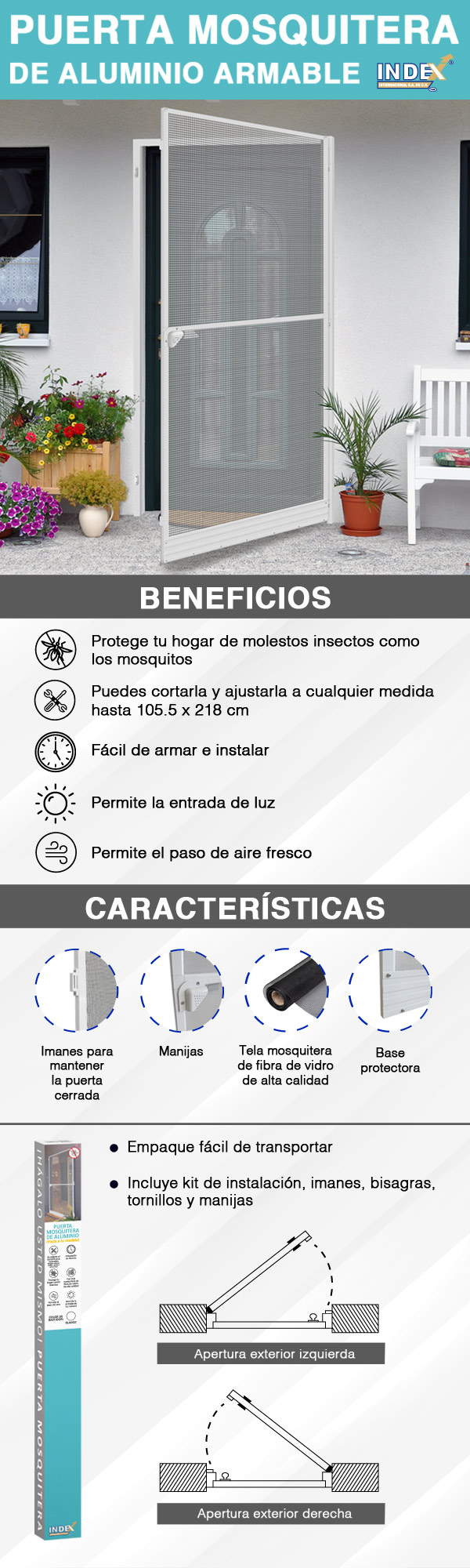 Cortina Mosquitera Magnética De Puerta Con Gancho 210x90 Cm