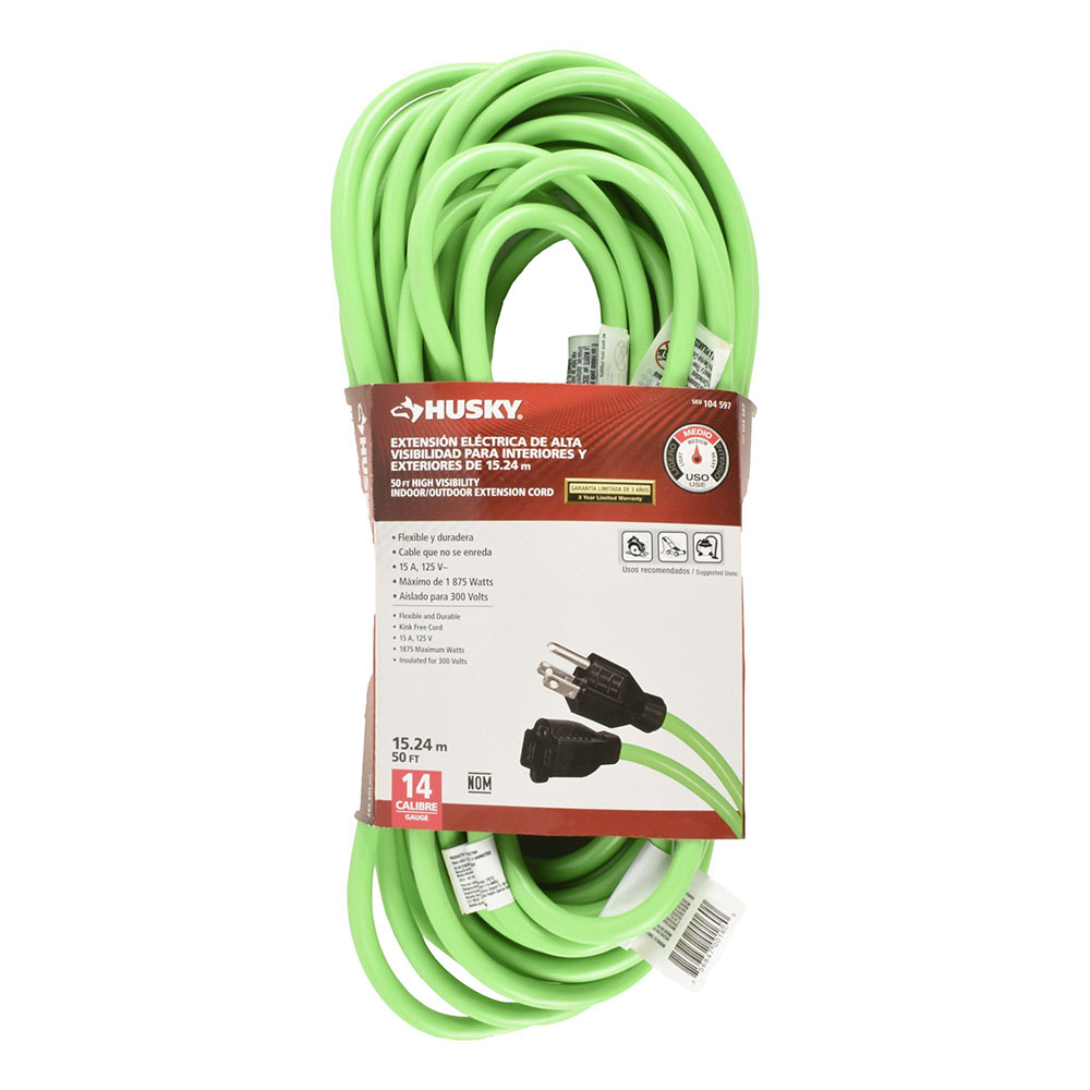 EXTENSIÓN ELÉCTRICA PARA INTERIORES Y EXTERIORES DE 1524 CM VERDE HUSKY