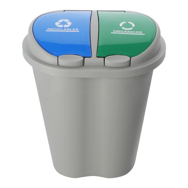 WELYFE Bote de basura doble para reciclaje y basura, latas de basura para  cocina, cubo de basura de doble compartimento con contenedor de reciclaje  para oficina en casa, acero inoxidable, 30L/8 galones : Industrial y  Científico 