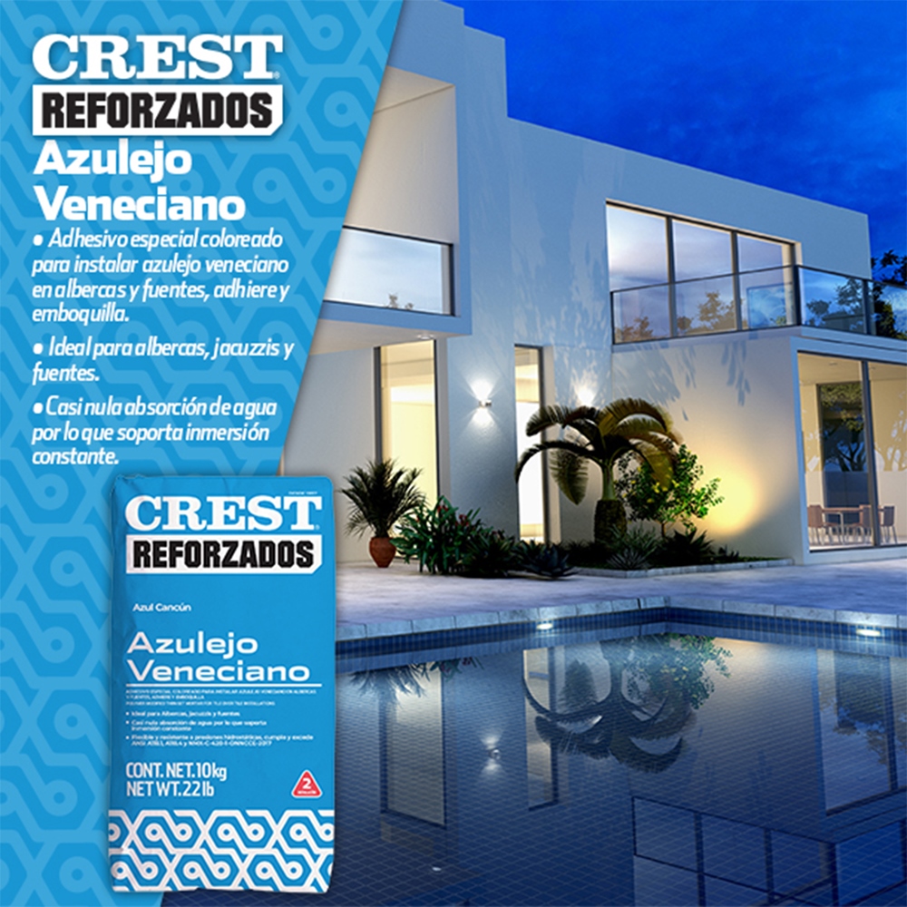 CREST AZULEJO VENECIANO AZUL CANCUN 10 KG | The Home Depot México