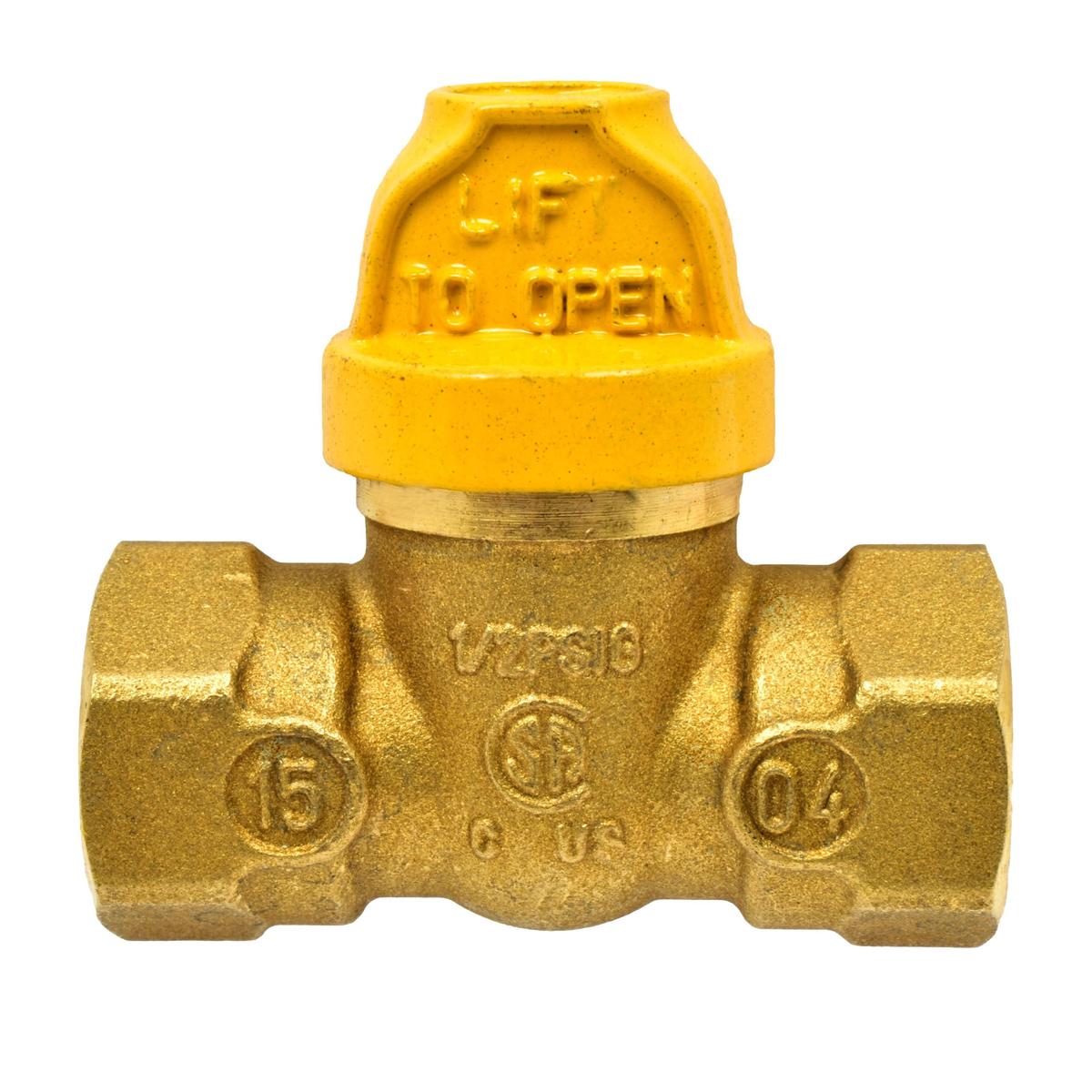 Llave de gas extra segura de 1/2 pulgada dorado mueller comercial
