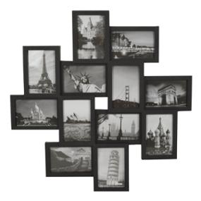 Set Marco de Fotos Pared Múltiple Cuadro Portafotos Madera Marrón Gris  Decoración 49 cm