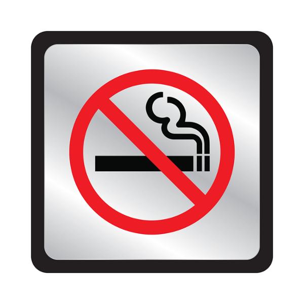 PLACA DE PLÁSTICO PARA PARED NO FUMAR DE 11.5 X 11.5 CM