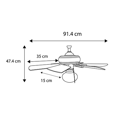 VENTILADOR DE TECHO CLÁSICO DE 91.44 CM LUZ INCANDESCENTE | The Home