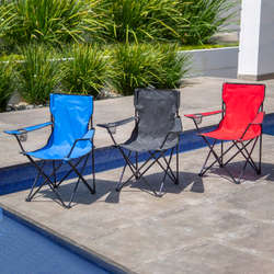 unbranded silla plegable básica rojo/azul/negro poliéster estructura de acero