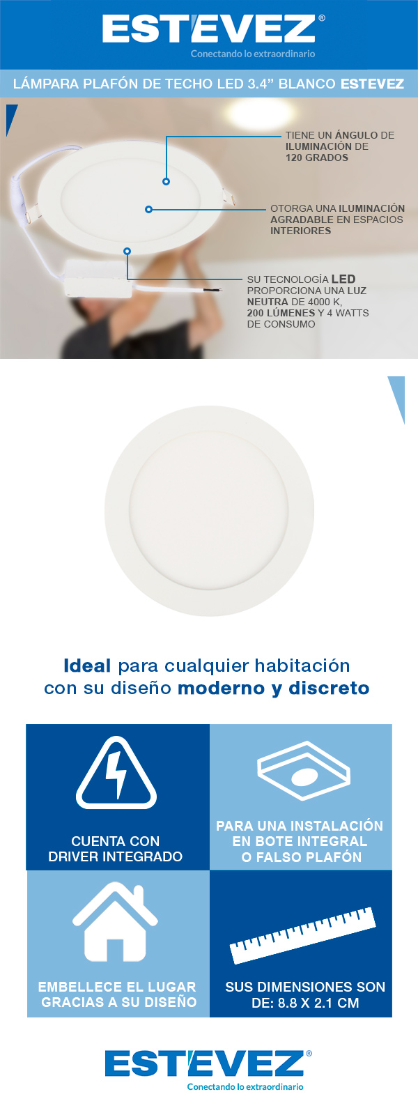 Luz de clóset LED con sensor de movimiento recargable TL-4701.ASENS30, The  Home Depot México