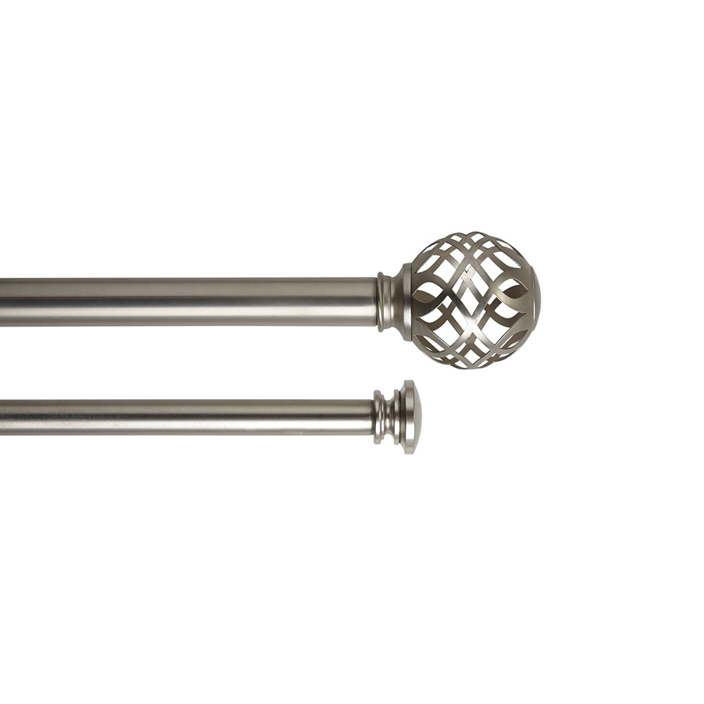Cortinero doble círculos ajustable de acero inoxidable plata de 91 a 168 cm